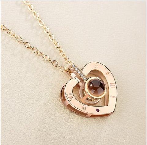 Lover Necklaces I love You in 100 Language Rose gold Pendant Choker Initial Chain Necklace For Women Silver Collier Femme 2019