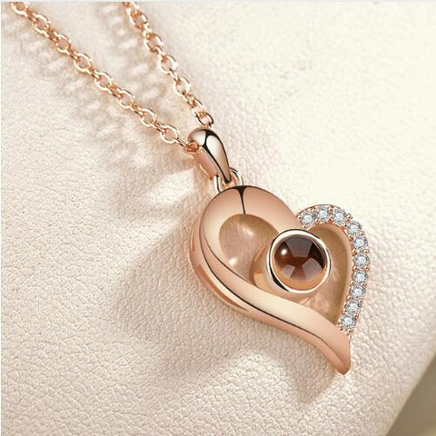 Lover Necklaces I love You in 100 Language Rose gold Pendant Choker Initial Chain Necklace For Women Silver Collier Femme 2019