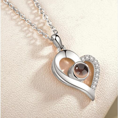 Lover Necklaces I love You in 100 Language Rose gold Pendant Choker Initial Chain Necklace For Women Silver Collier Femme 2019