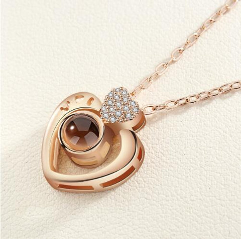 Lover Necklaces I love You in 100 Language Rose gold Pendant Choker Initial Chain Necklace For Women Silver Collier Femme 2019