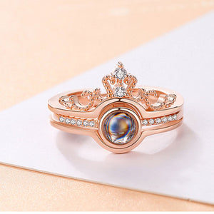 Dropshipping Romantic Jewelry 100 languages I love you Projection Ring Rose Gold&Silver 3 kinds of wearing Rings for Women Gift