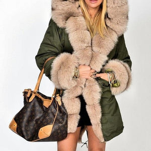 Lanxirui parka women Coats luxurious Large fur collar hooded coat warm Fox fur liner parkas long winter jacket top quality