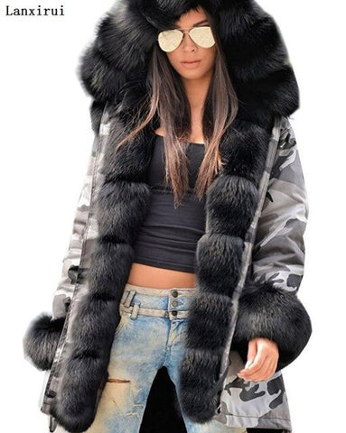 Lanxirui parka women Coats luxurious Large fur collar hooded coat warm Fox fur liner parkas long winter jacket top quality