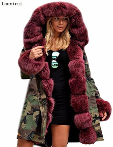 Lanxirui parka women Coats luxurious Large fur collar hooded coat warm Fox fur liner parkas long winter jacket top quality