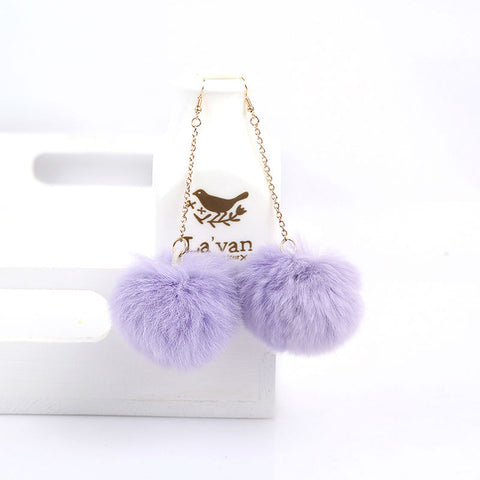 5 Colors Lovely Bunny Fur Ball Earrings Pom Pom Drop Earrings for Women Girls Dangle Earrings Fashion Jewelry Wholesale Price