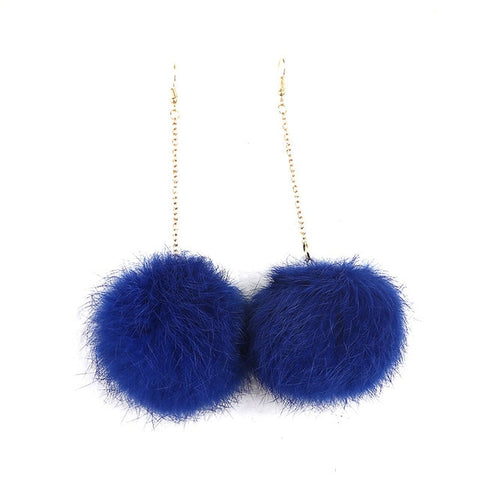 5 Colors Lovely Bunny Fur Ball Earrings Pom Pom Drop Earrings for Women Girls Dangle Earrings Fashion Jewelry Wholesale Price