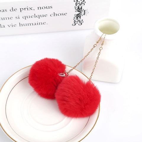 5 Colors Lovely Bunny Fur Ball Earrings Pom Pom Drop Earrings for Women Girls Dangle Earrings Fashion Jewelry Wholesale Price