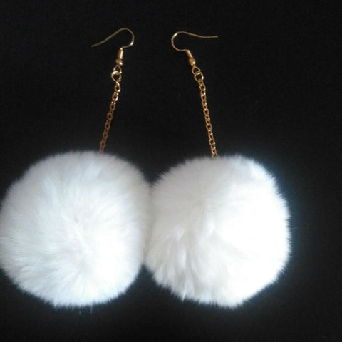 5 Colors Lovely Bunny Fur Ball Earrings Pom Pom Drop Earrings for Women Girls Dangle Earrings Fashion Jewelry Wholesale Price