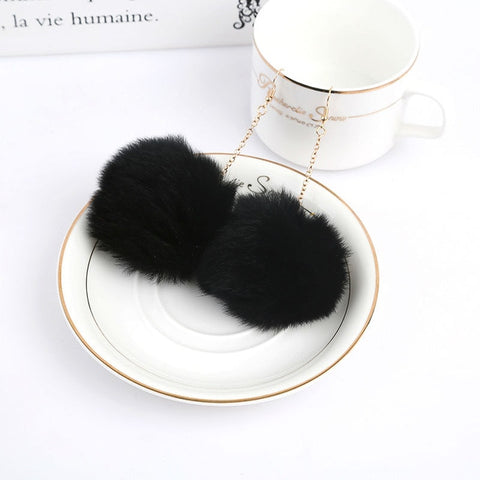 5 Colors Lovely Bunny Fur Ball Earrings Pom Pom Drop Earrings for Women Girls Dangle Earrings Fashion Jewelry Wholesale Price